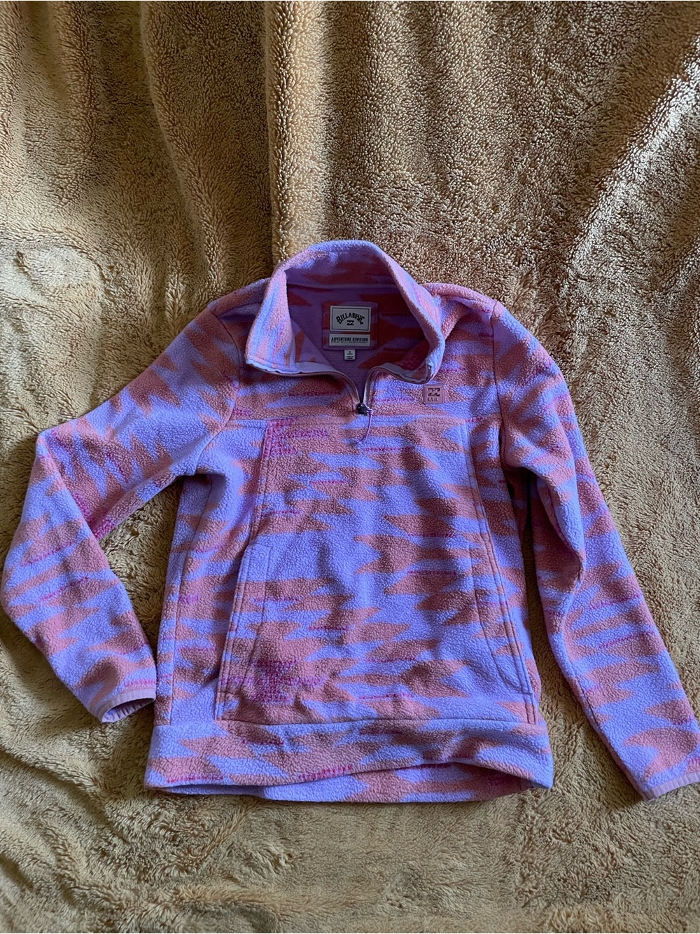 Billabong Lavender & Pink Half-Zip Cowl Fleece Pullover